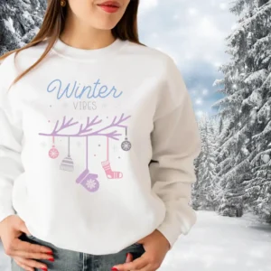 Winter Vibes Crewneck Sweatshirt – Unisex Garment-Dyed Fleece (1466)